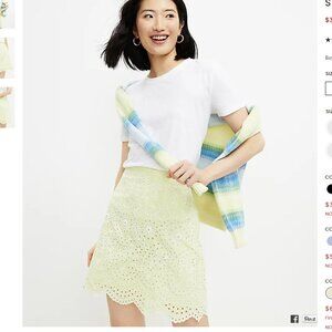 NWT Loft Embroidered Scalloped Yellow Skirt Size 12